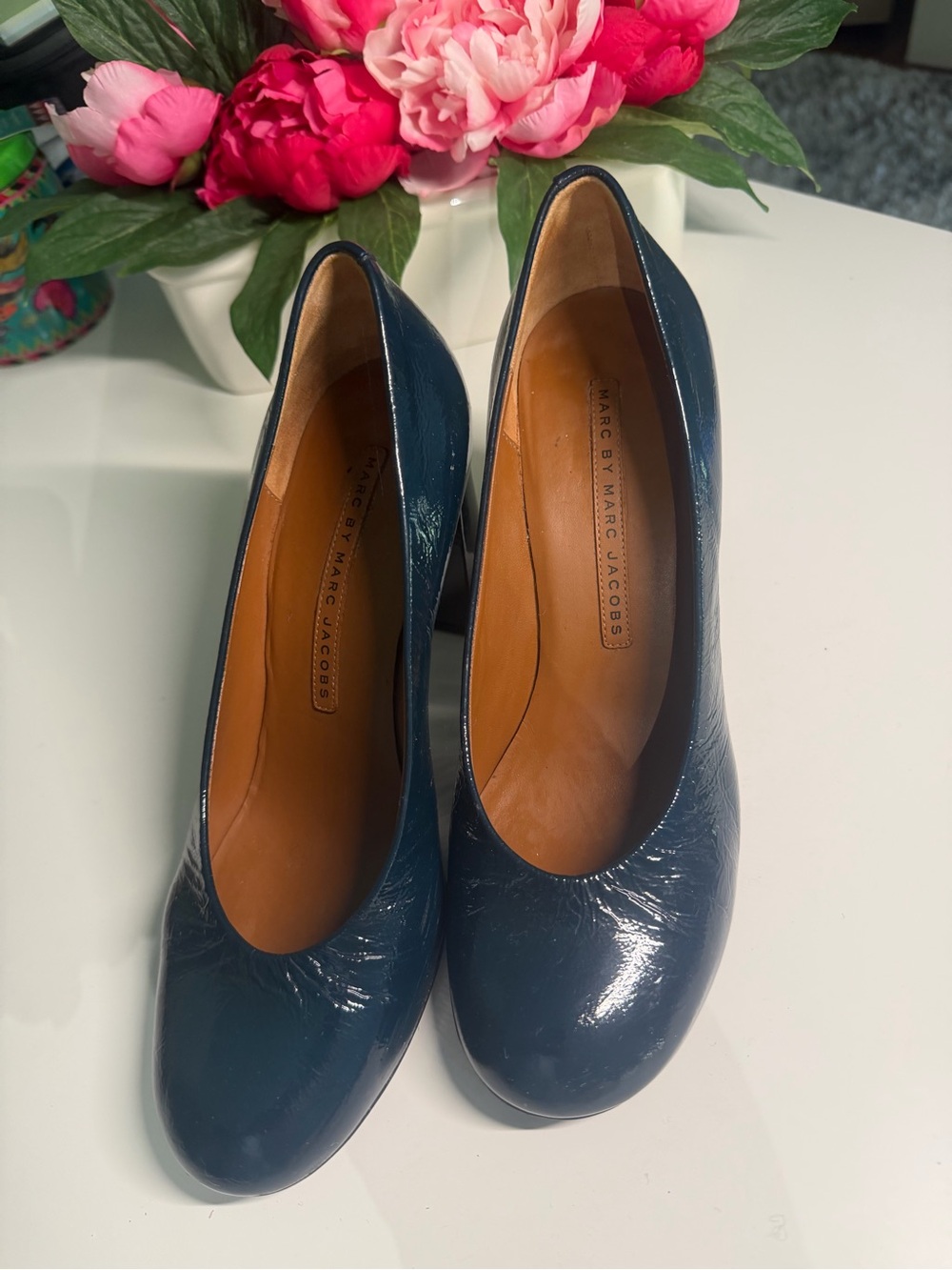 Marc by Marc Jacobs Deep Teal Patent Leather Round-Toe Pumps